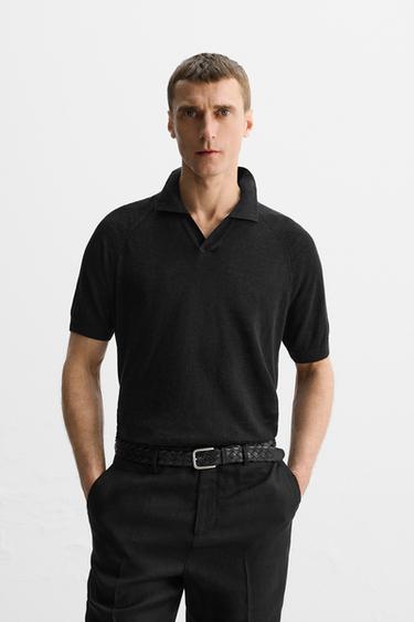 POLO DE TRICÔ 100% LINHO EDIÇÃO LIMITADA - Preto da Zara