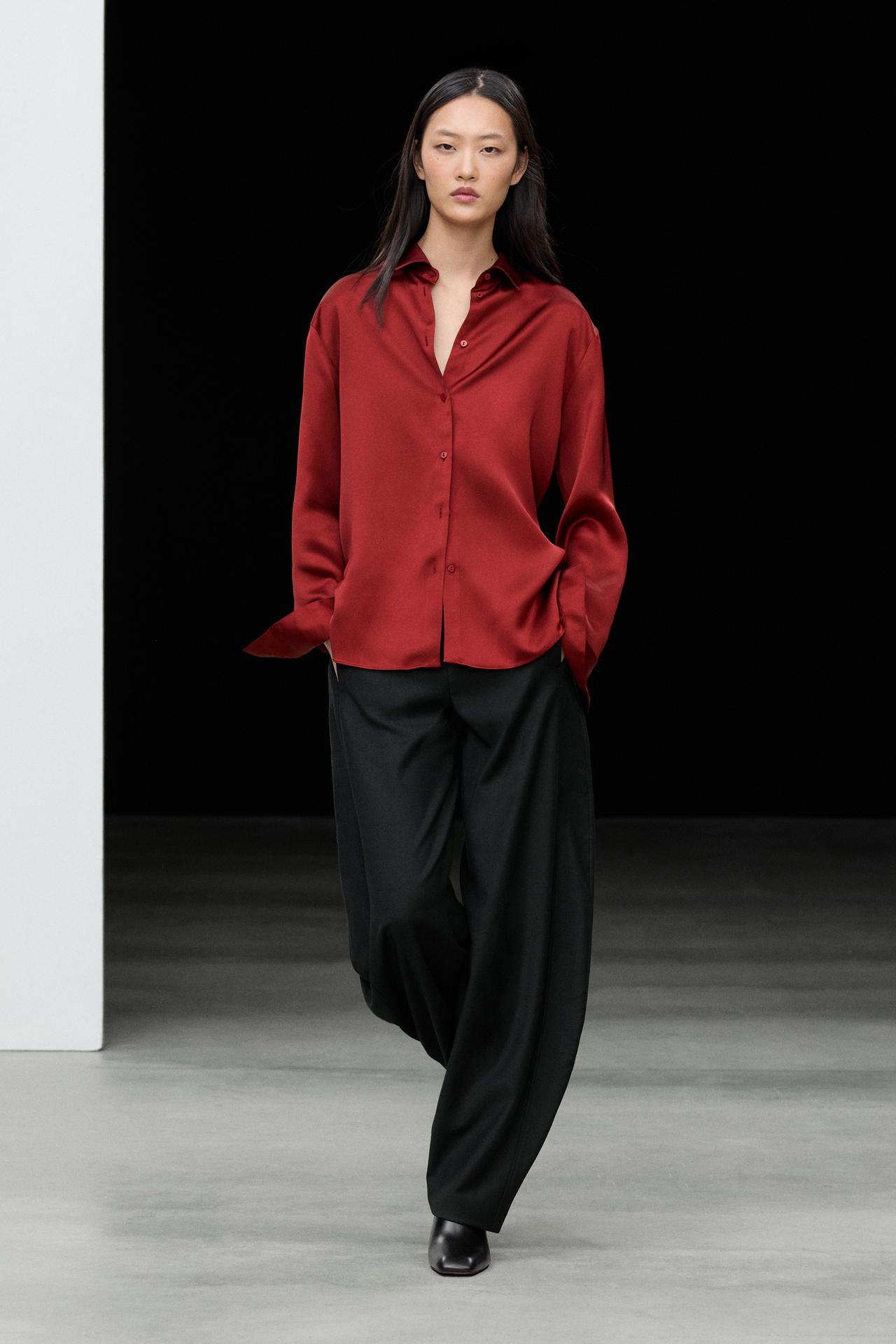 Flowing satin shirt — Magenta