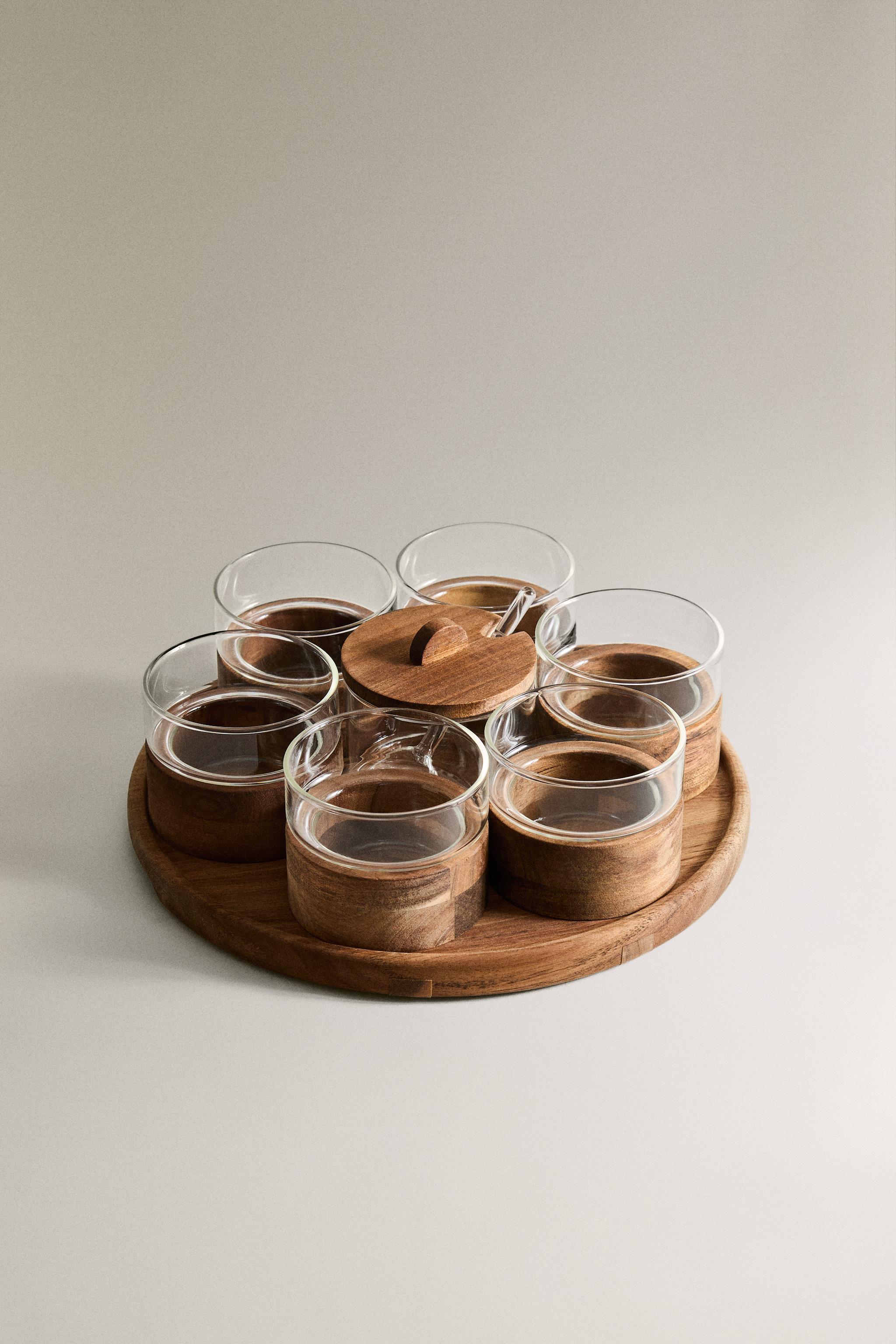 SET VERRES ET SUCRIER BOIS