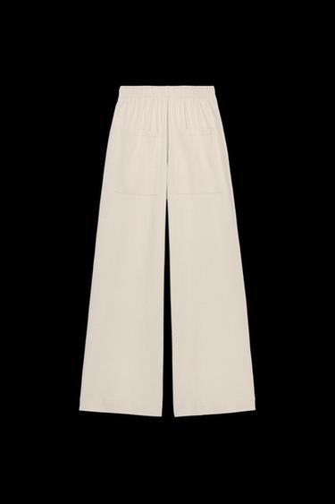 Zara RUSTIC STRAIGHT LEG PANTS - Sand