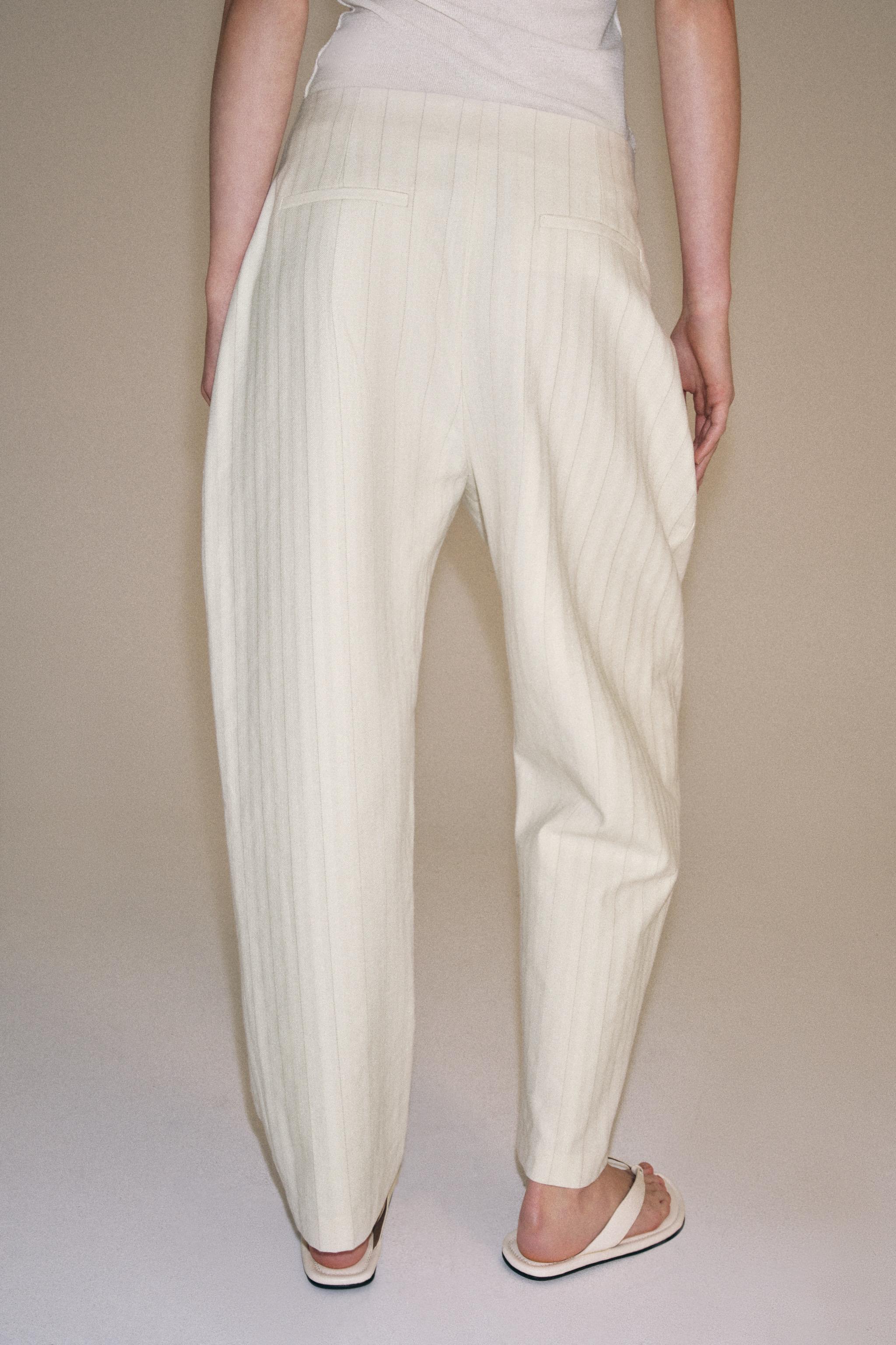 Женские брюки Zara ZW COLLECTION STRIPED BARREL PANTS — фото 4