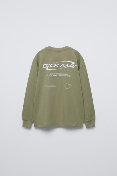 SLOGAN PRINT T-SHIRT - Light khaki by Zara - Image 1