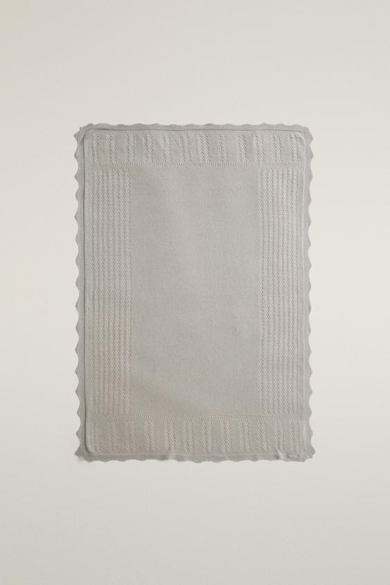 KNIT BABY BLANKET - Grey by Zara - Image 0