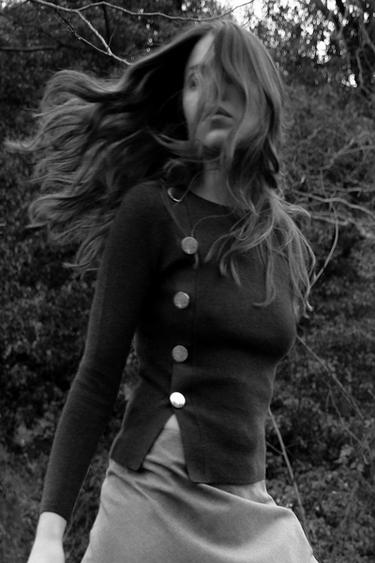 KNIT SWEATER WITH SIDE BUTTONS - Mid-grey by Zara - Image 0