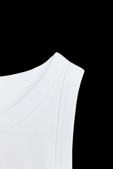 Zara STRAPPY RIBBED TOP - White