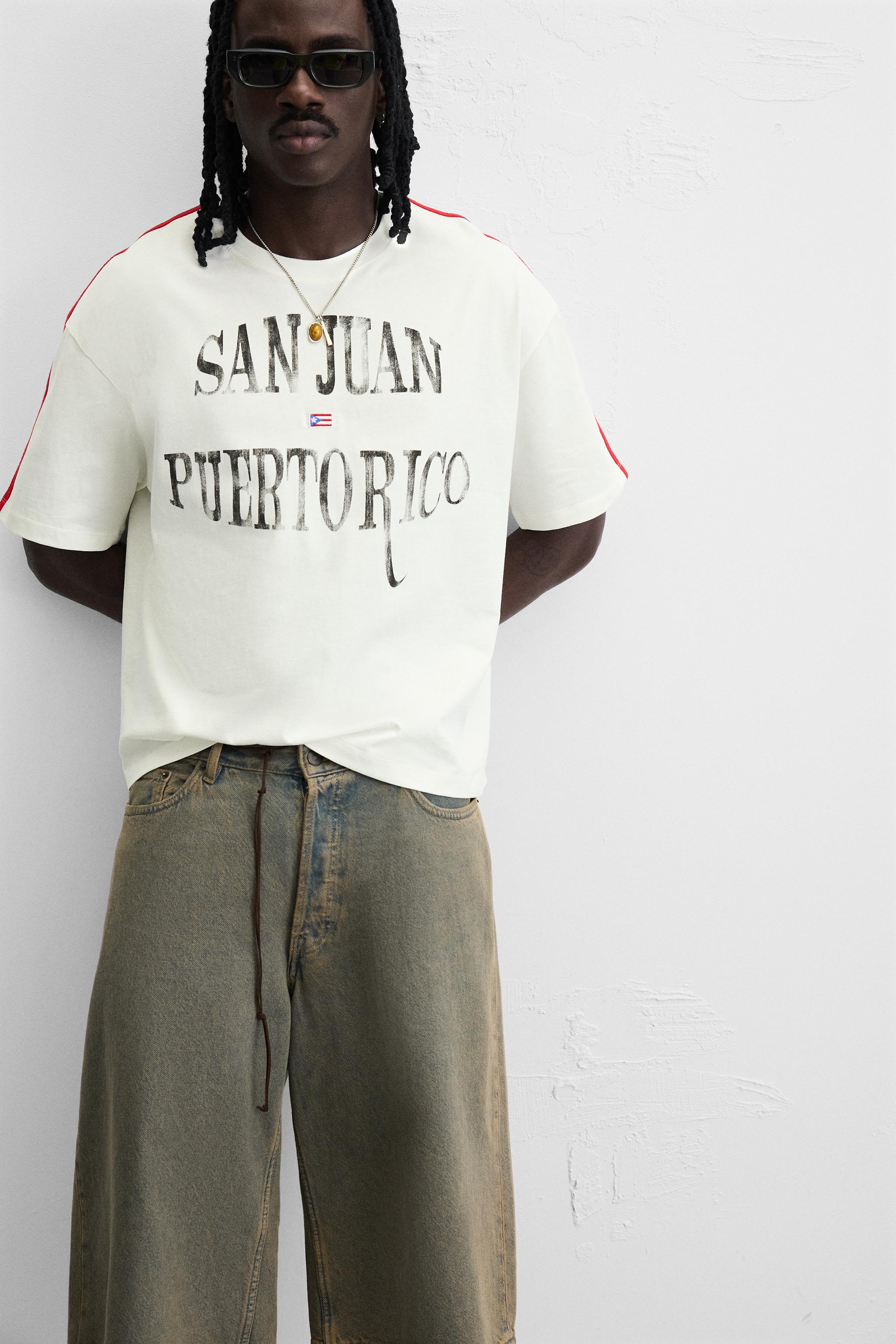 FLAG EMBROIDERED T-SHIRT - Oyster-white | ZARA United States