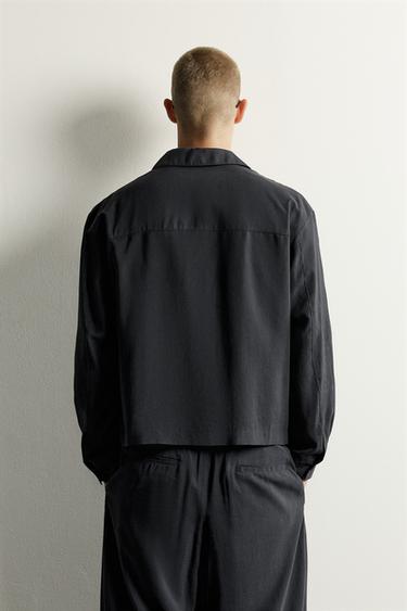 FLUID BOXY-FIT OVERSHIRT — Black 3