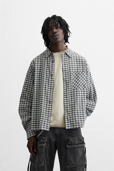 CAMISA XADREZ COM BOLSO - Preto / Branco da Zara