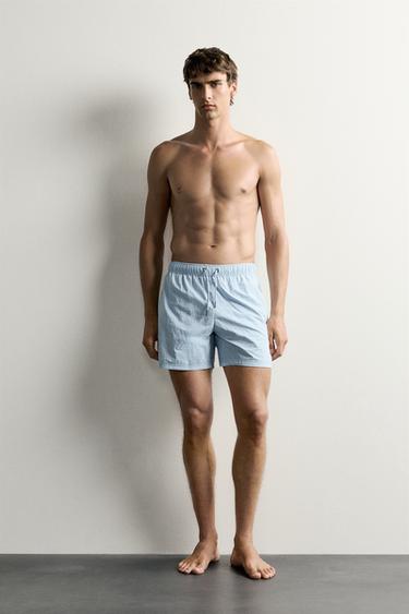 STRIBEDE MID-LENGTH BADESHORTS - himmelblå fra Zara - Billede 0