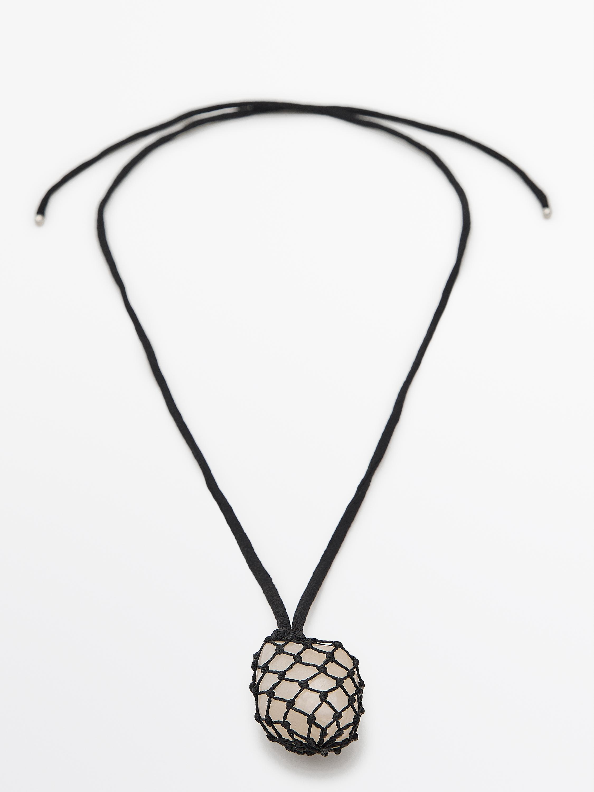 Mesh stone cord necklace - Black | ZARA United States