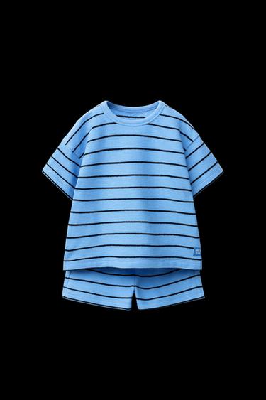 JOGGING-GARNITUR T-SHIRT UND BERMUDA STREIFEN - Blau von Zara - Bild 0