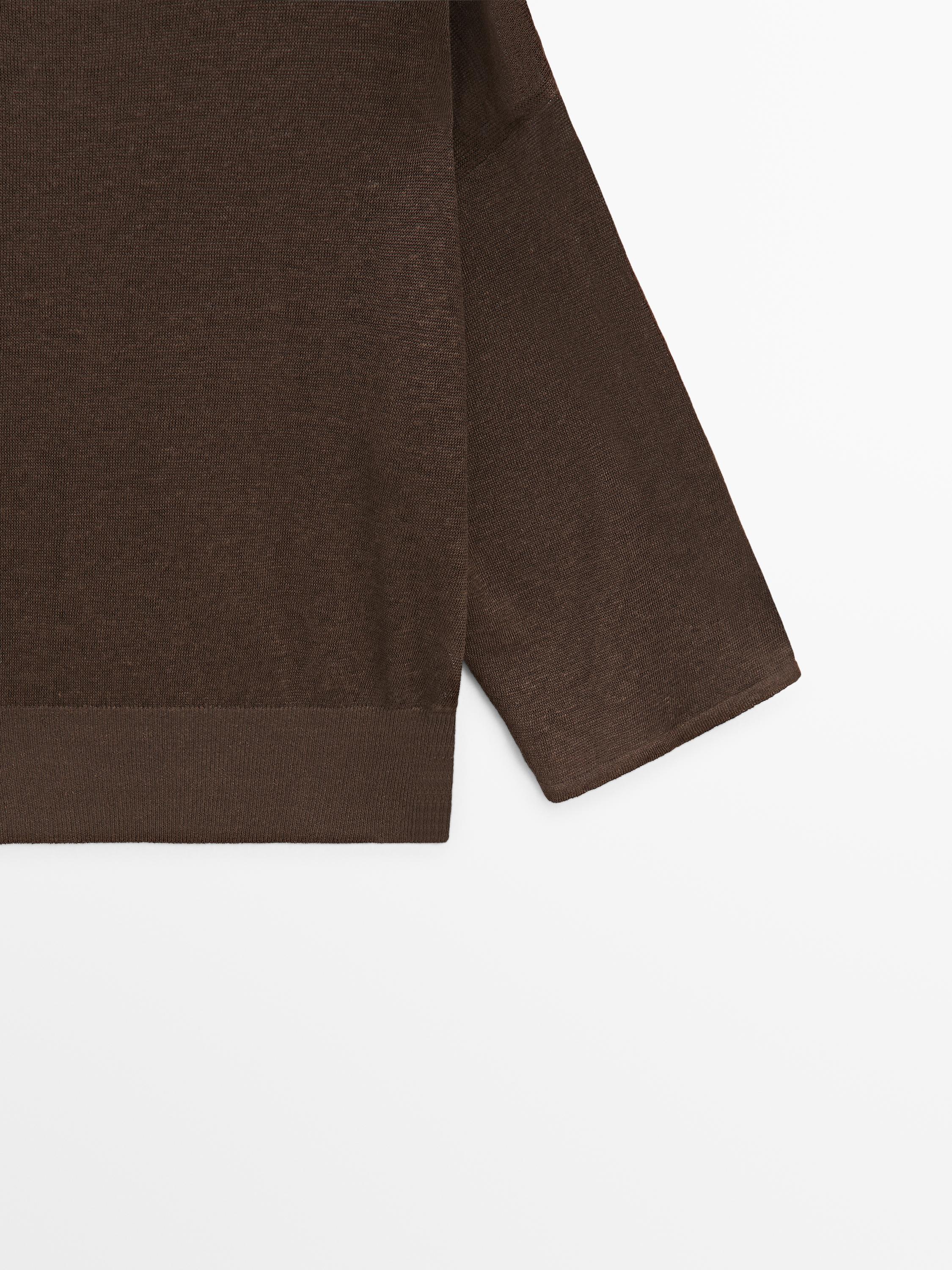 Linen knit boat neck T-shirt
