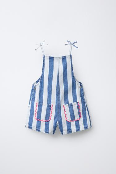 PLAYSUIT HỌA TIẾT KẺ SỌC VẢI ONDULINA - Xanh dương từ Zara - Hình ảnh 0