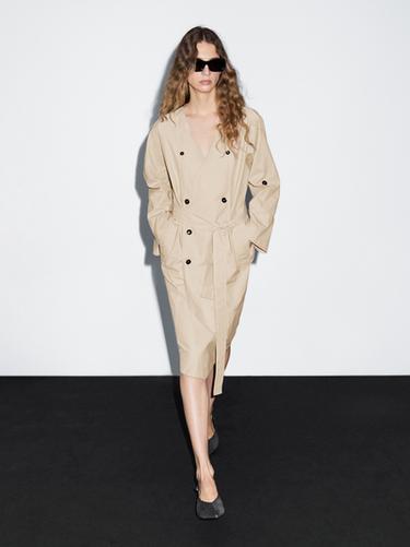 Zara Midi trench shirt dress - Stone