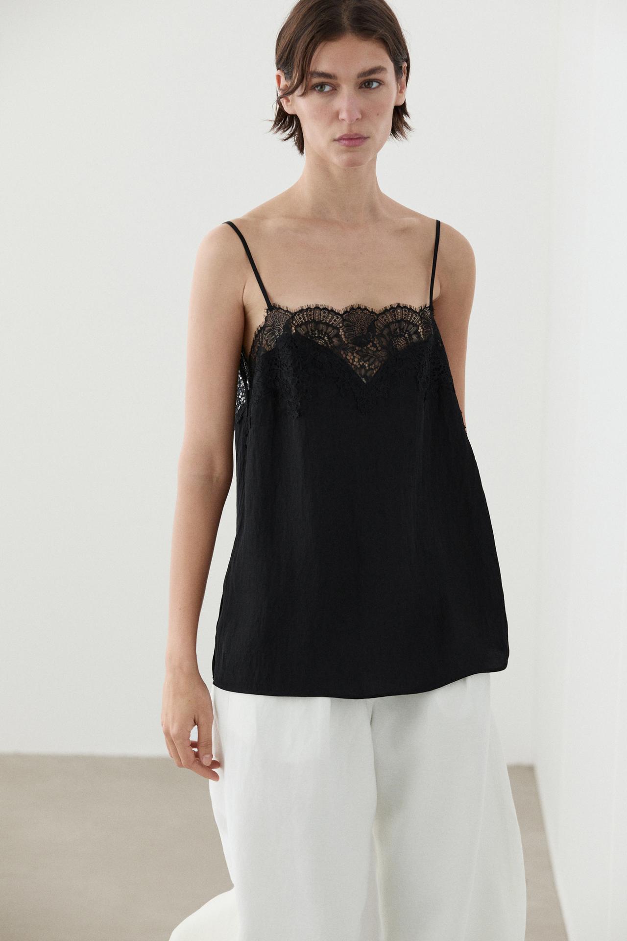 Lace camisole top — Black