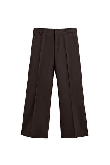 PANTALÓN TRAJE FLARE FIT CON LANA - Marrón de Zara