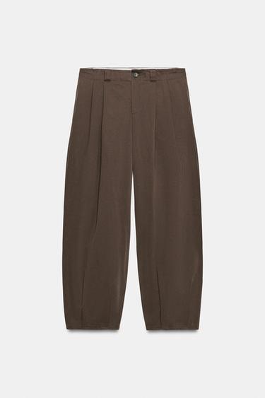BARREL TROUSERS - Brown by Zara