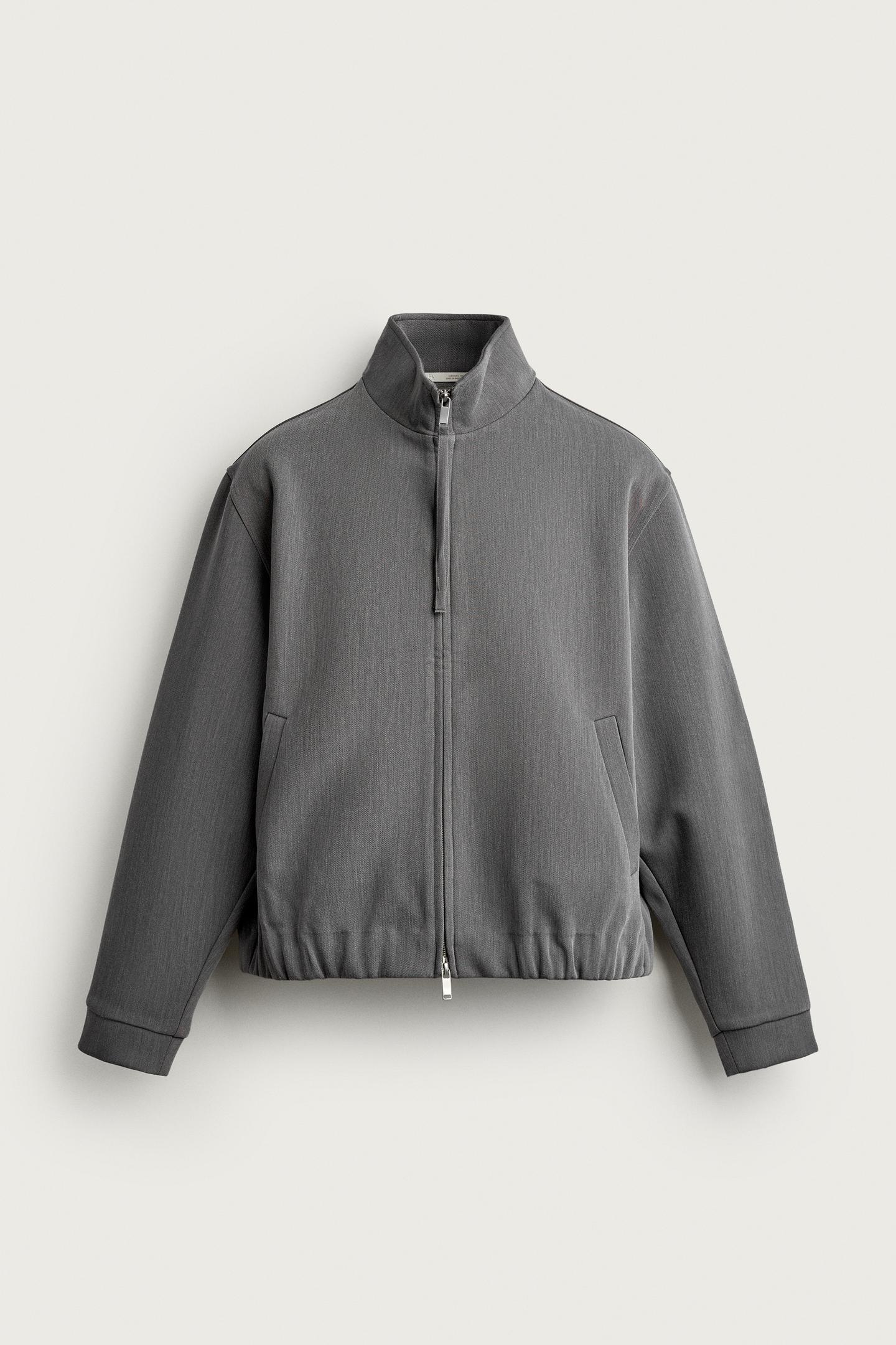 Мужская куртка Zara Relaxed Fit Zip-Up, цвет: Серый — фото 7