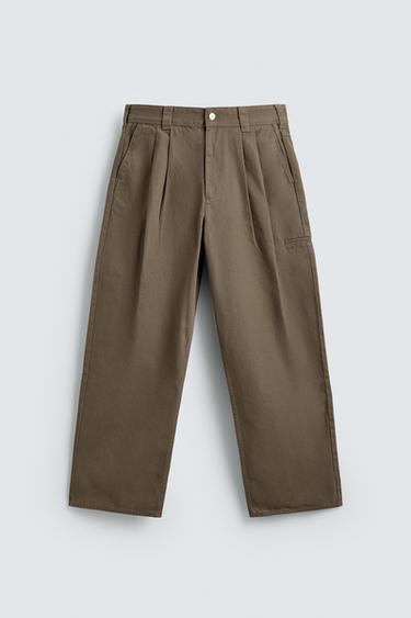 PLEATED BAGGY CHINO TROUSERS - Beige by Zara