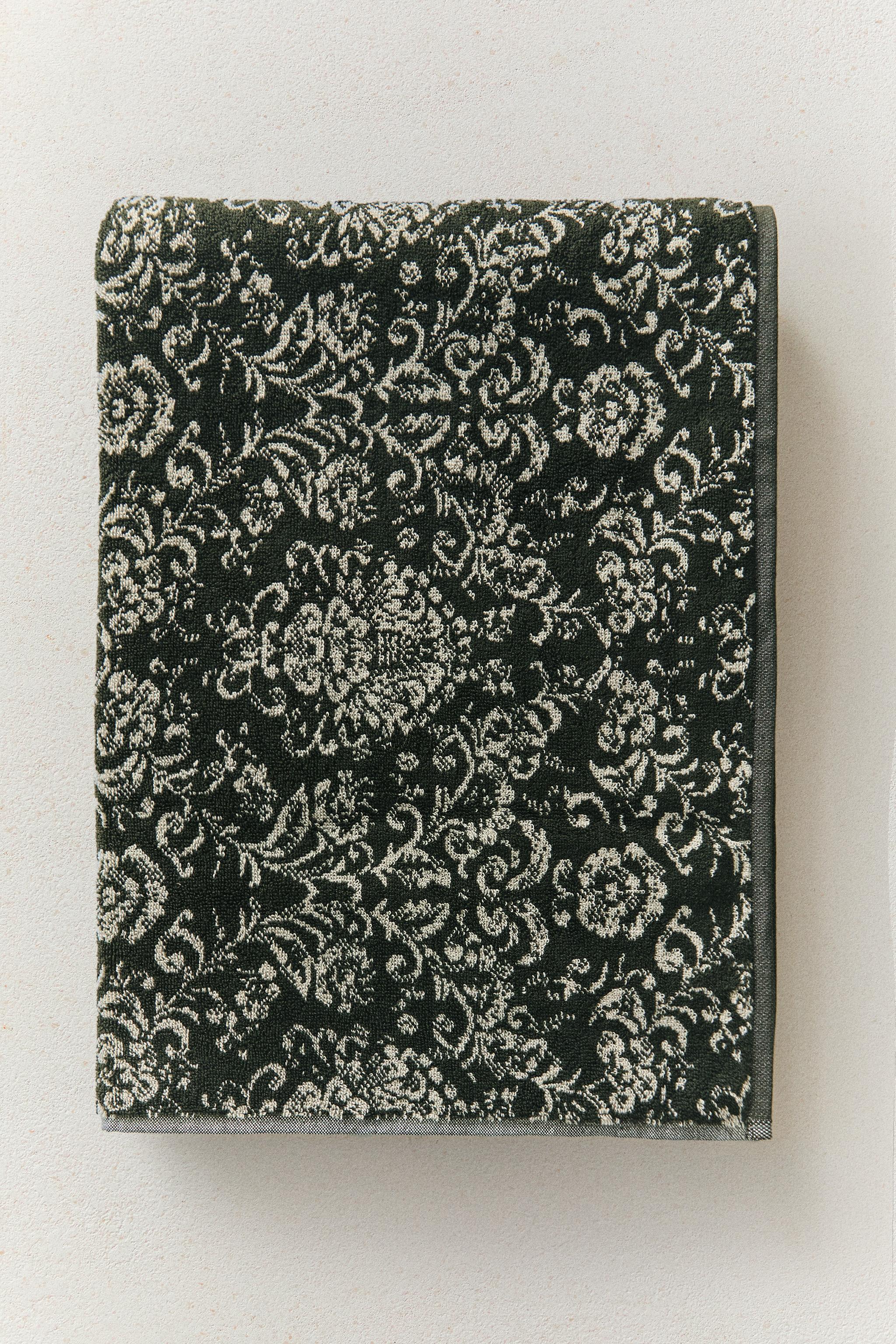 SERVIETTE DE BAIN ÉPONGE JACQUARD FLORAL