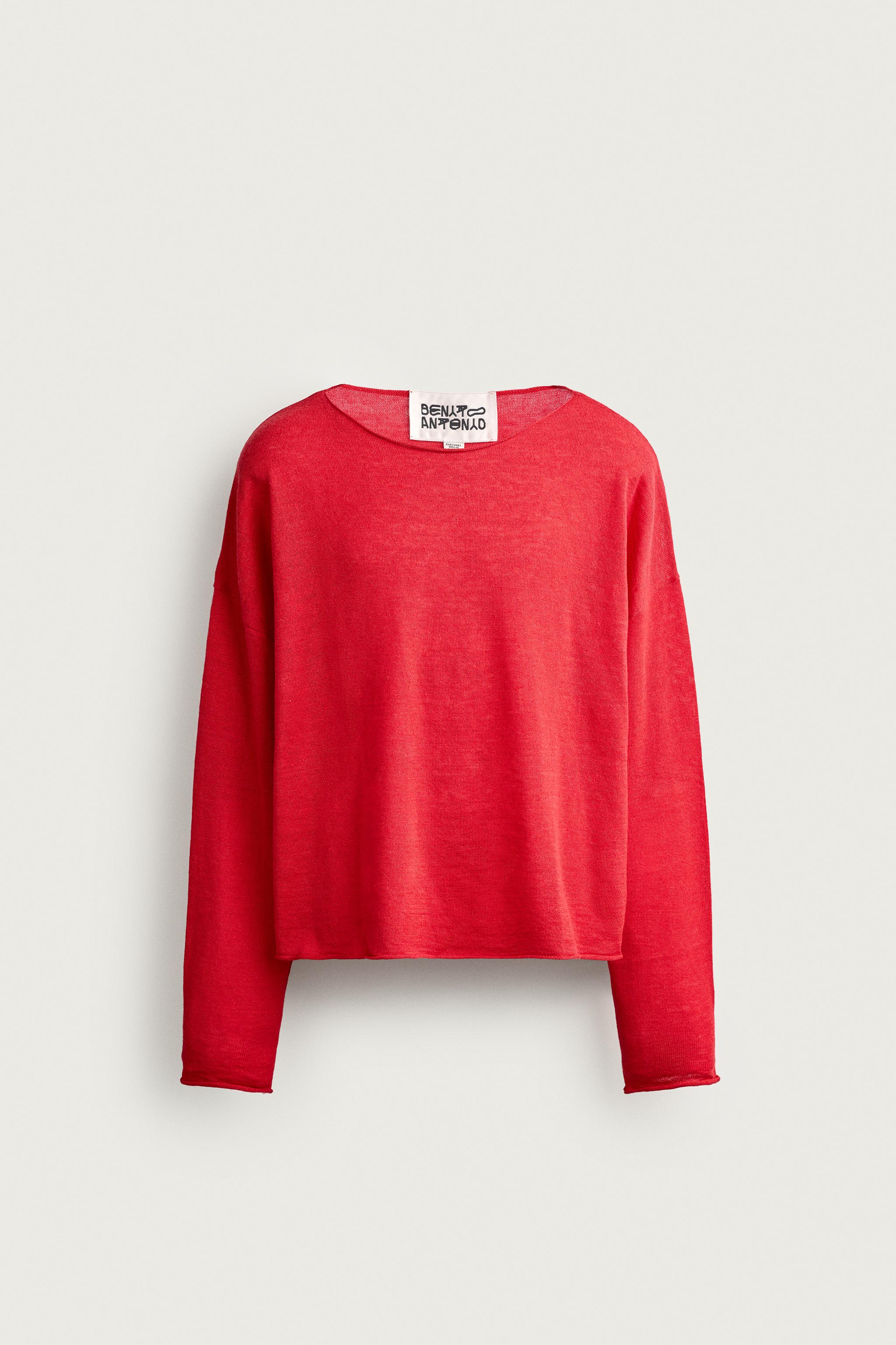 Zara KETEN - YÜN CROPPED FIT KAZAK