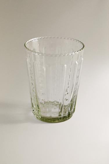 RAISED DESIGN GLASS TUMBLER - Light green by Zara - Image 1