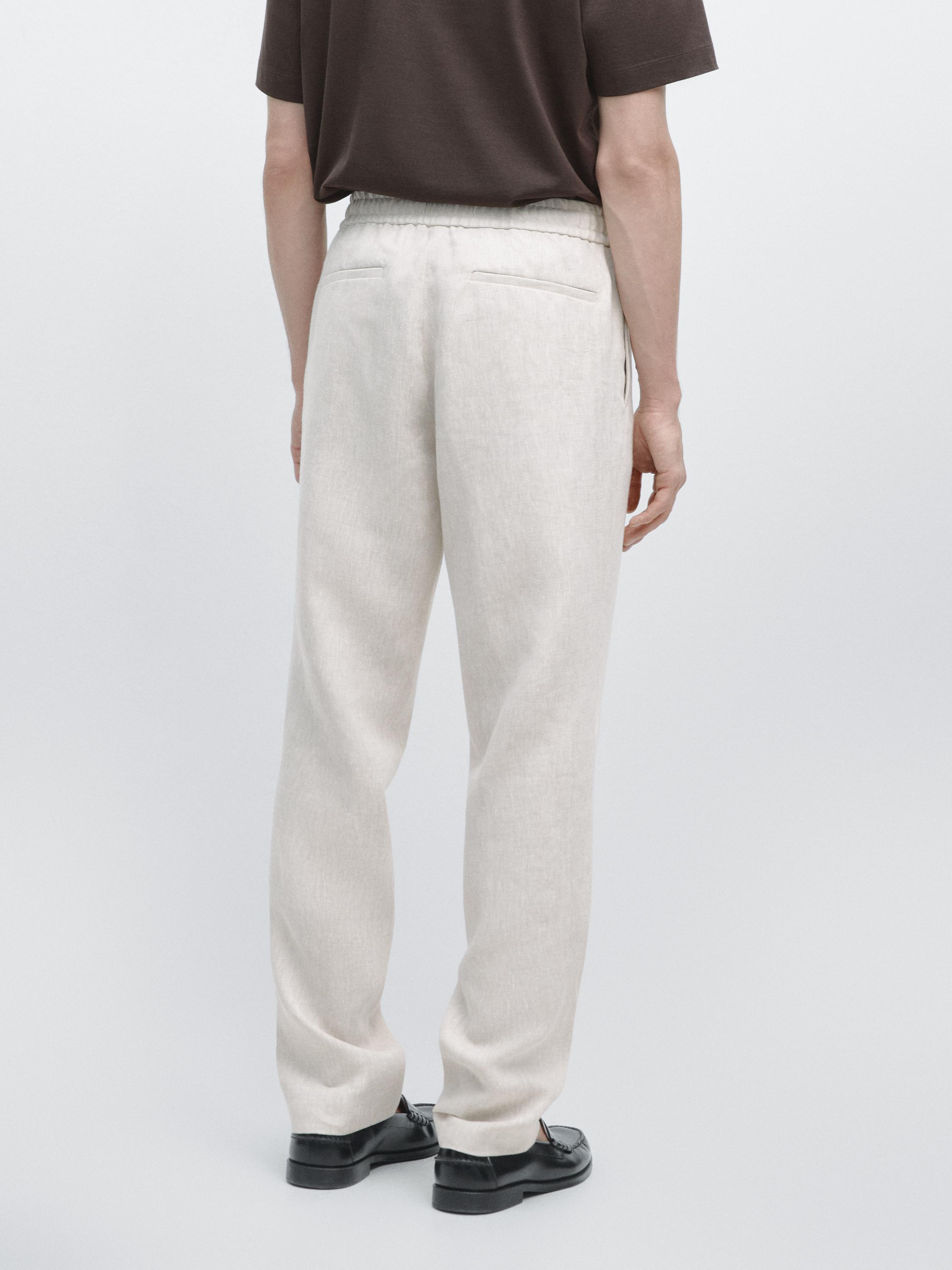 Linen jogger fit trousers