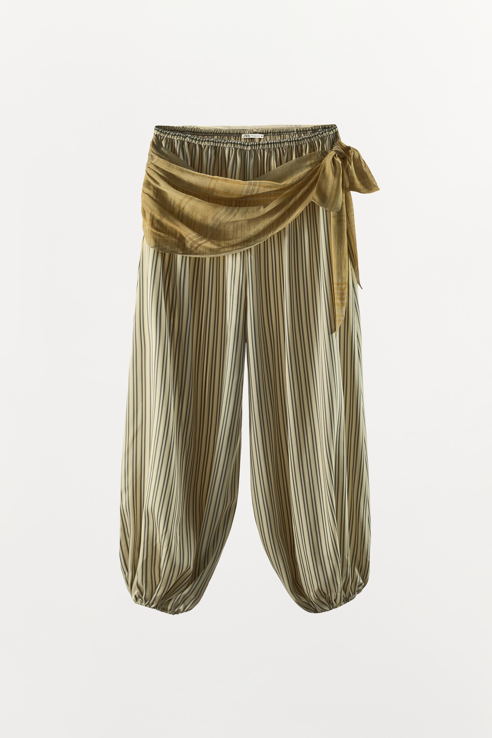 Женские брюки Zara STRIPED PAREO PANTS — фото 7