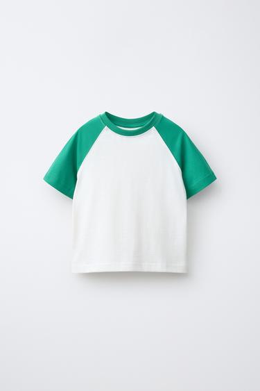 تيشرت بأكمام رنغلان - أخضر الخاص بـ Zara