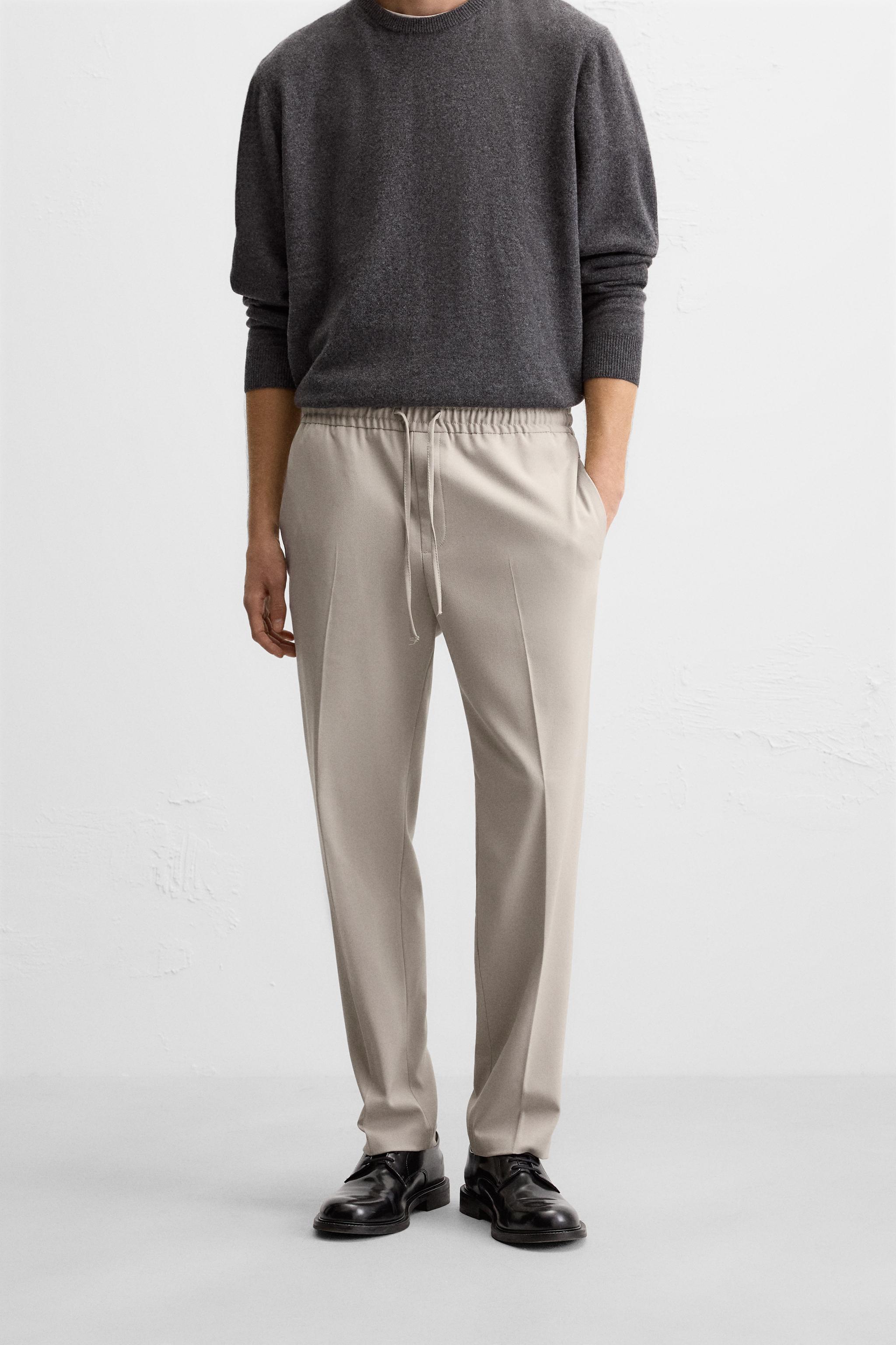 JOGGER WAIST STRETCH PANTS - Gray | ZARA United States JOGGER WAIST STRETCH PANTS - Gray | ZARA United States