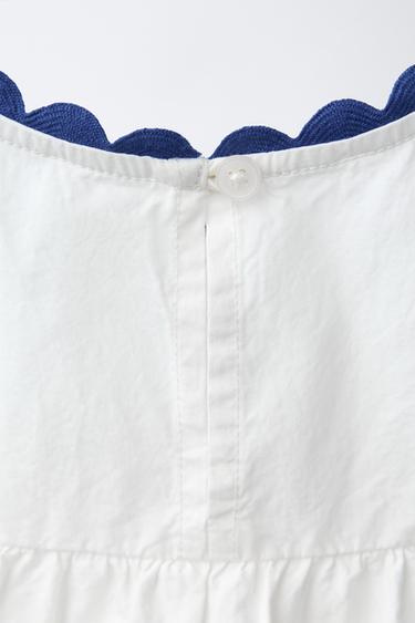 TOP EN POPELINE ONDULÉE CONTRASTÉE CASA LAWA X ZARA KIDS - Blanc de Zara - Image 3