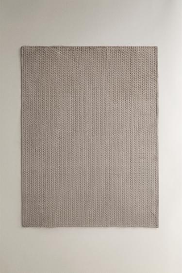 TEXTURED FLEECE BLANKET - Brown / Taupe by Zara - Image 0
