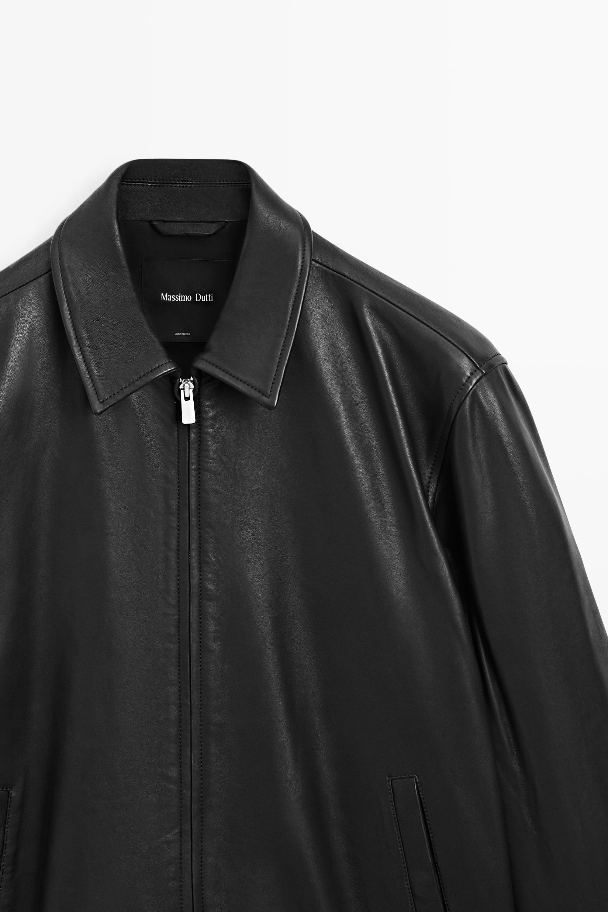 Jacket with nappa leather collar detail