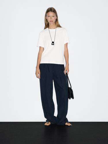 Camiseta manga corta 100% algodón - Blanco roto de Zara - Imagen 0