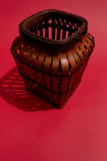 SQUARE BAMBOO BASKET - Brown by Zara