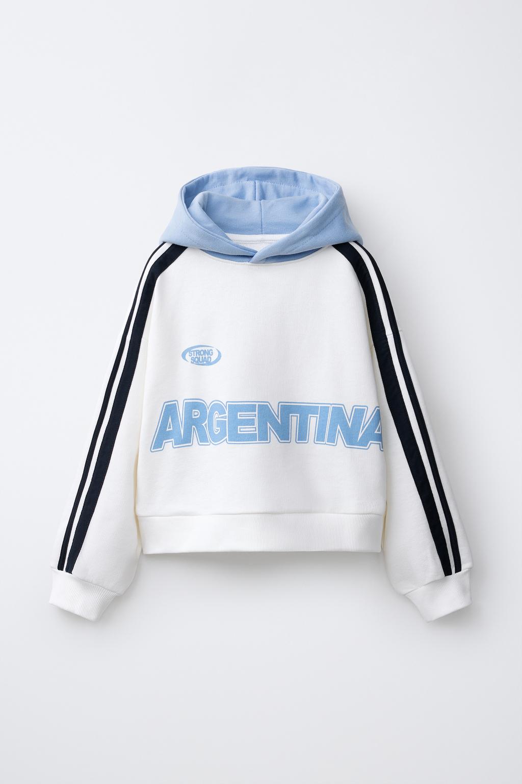 Zara Kapüşonlu Argentina zolaqlı sviter