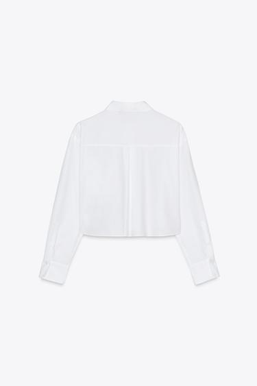 CHEMISE COURTE EN POPELINE - Blanc de Zara - Image 5