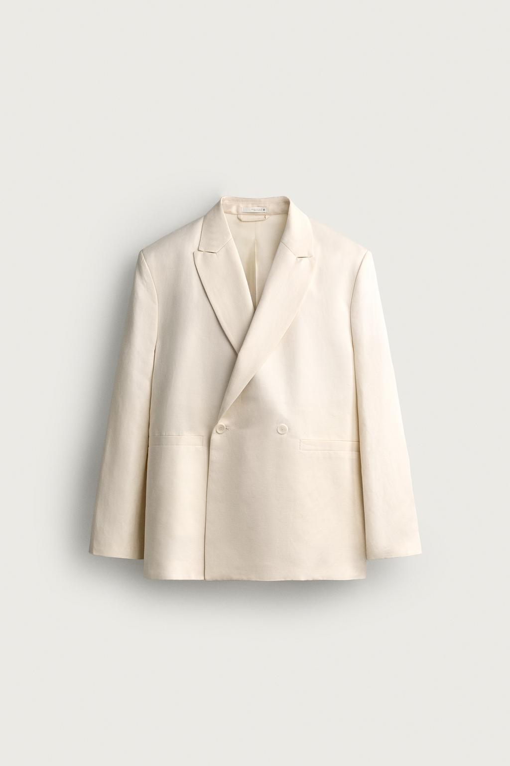 Viscose — Linen Double-breasted Blazer — Men's