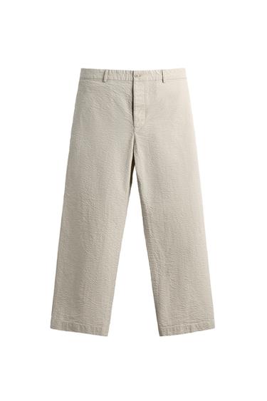 ΠΑΝΤΕΛΟΝΙ SEERSUCKER STRAIGHT FIT - Χρώμα της άμμου του Zara