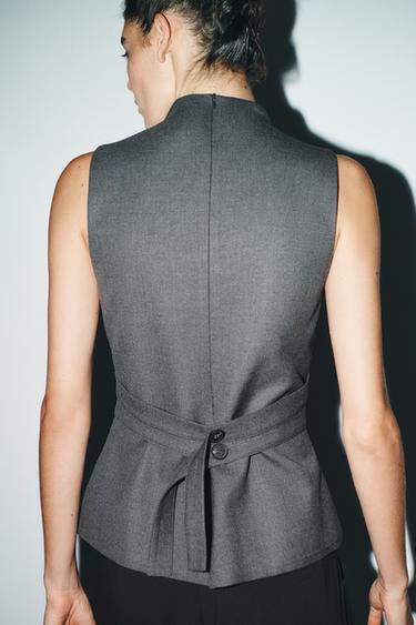 Zara BUTTONED TOP - Charcoal