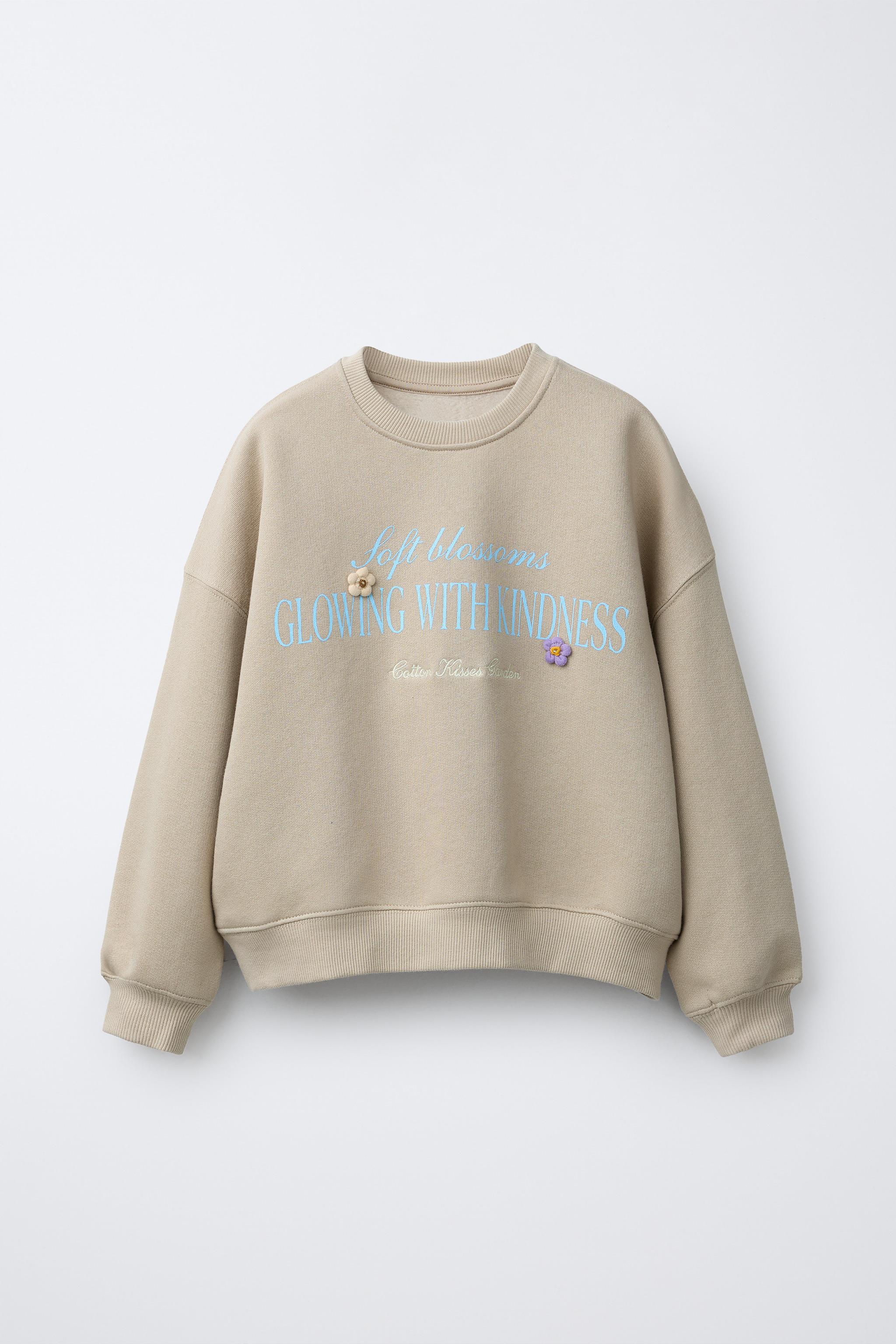 TEXT AND FLORAL SWEATSHIRT - taupe brown | ZARA Canada