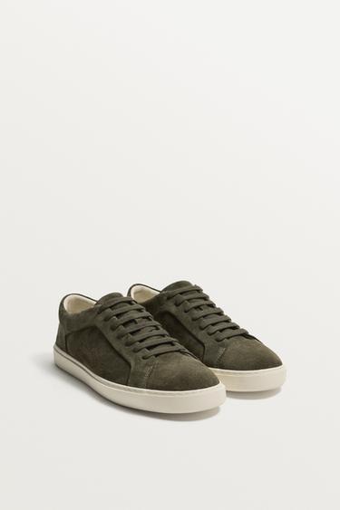 Zara 真皮休閒鞋 - 卡其綠