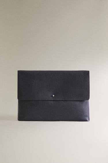 LEATHER CASE WITH BUTTON - Blue by Zara - Image 0