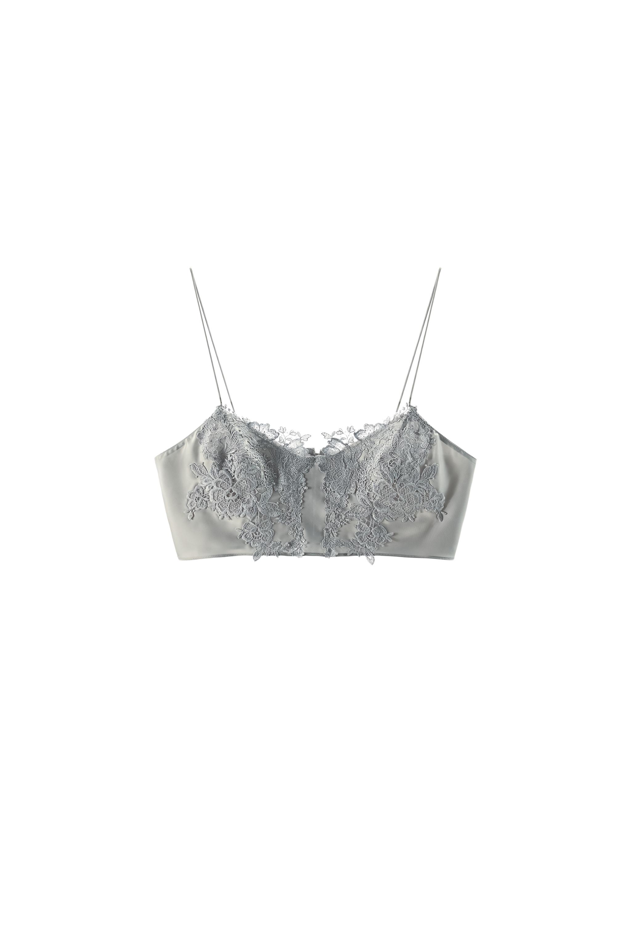 SATIN EFFECT LACE CROP TOP