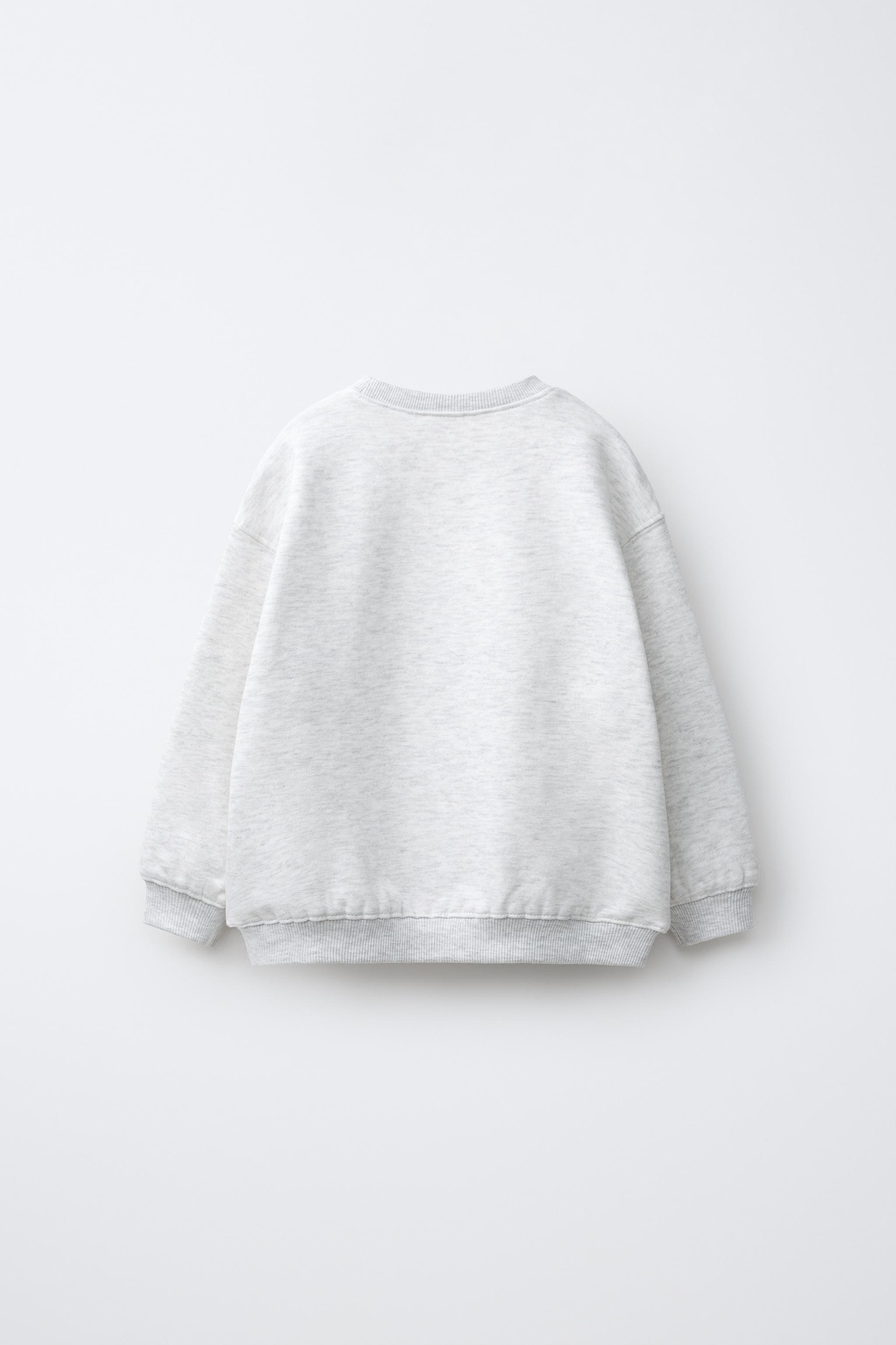 DAISY EMBROIDERED FLEECE SWEATSHIRT — Gray marl