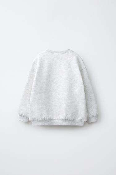 DAISY EMBROIDERED FLEECE SWEATSHIRT — Gray marl 2