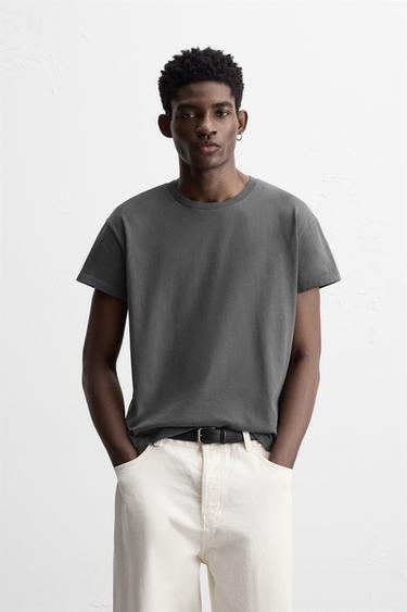 Zara BASIC SLIM FIT T-SHIRT - Dark gray