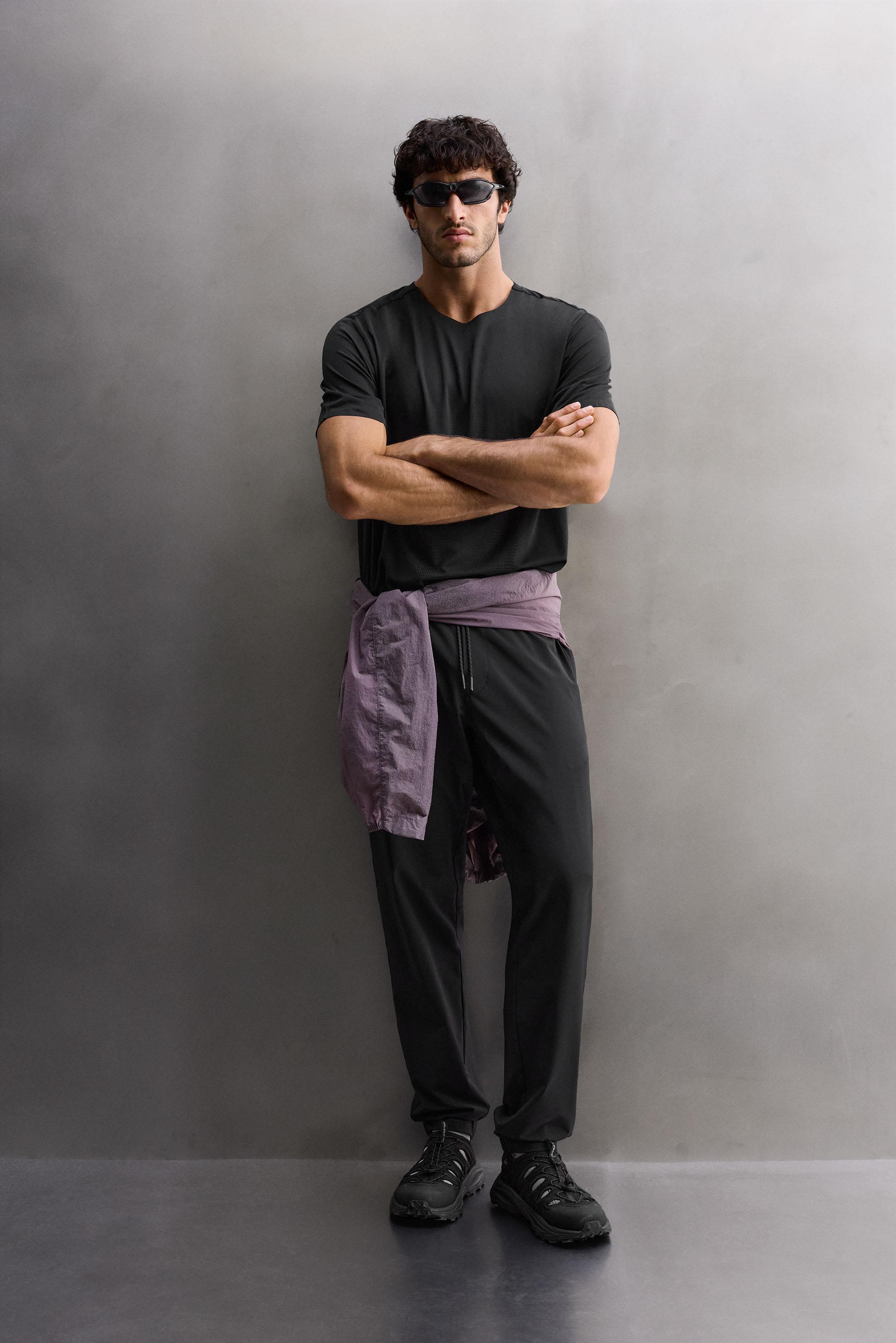 PERFORATED TECHNICAL T-SHIRT - Black | ZARA South Africa