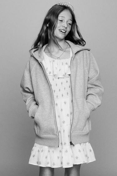 플라워 텍스처 프릴 원피스 - Zara 크림