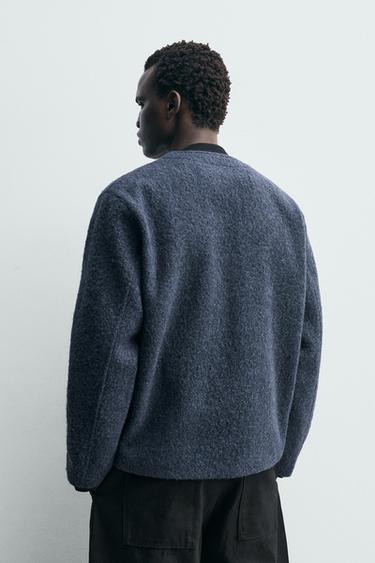 CARDIGAN AVEC TEXTURE DE LAINE - Bleu moyen de Zara - Image 2